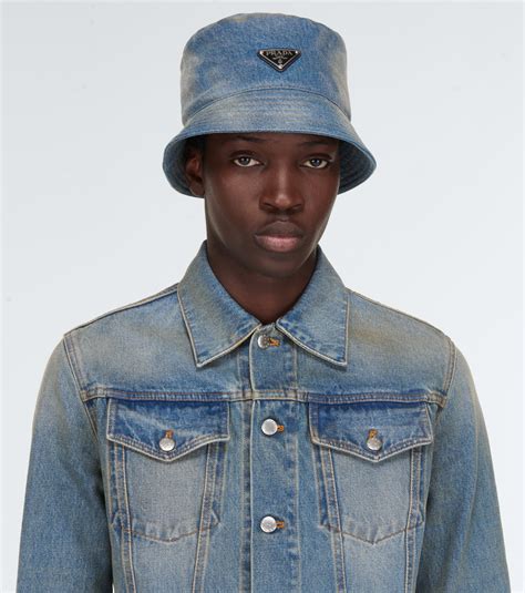 prada bucket hat style|Prada denim hat.